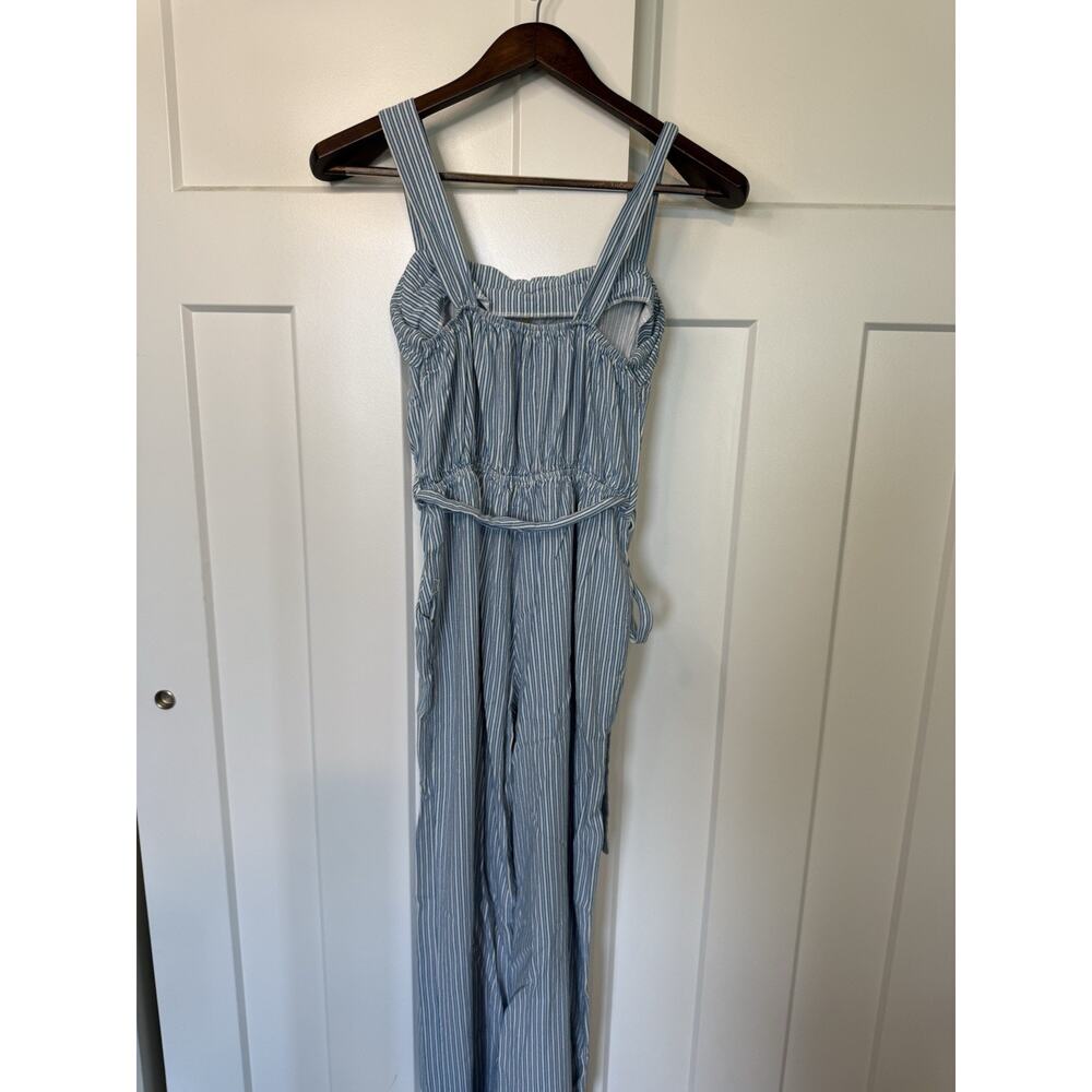 Monteau Los Angeles Womens Pants Romper Medium Blue & White Coastal Beach Resort - Picture 3 of 10